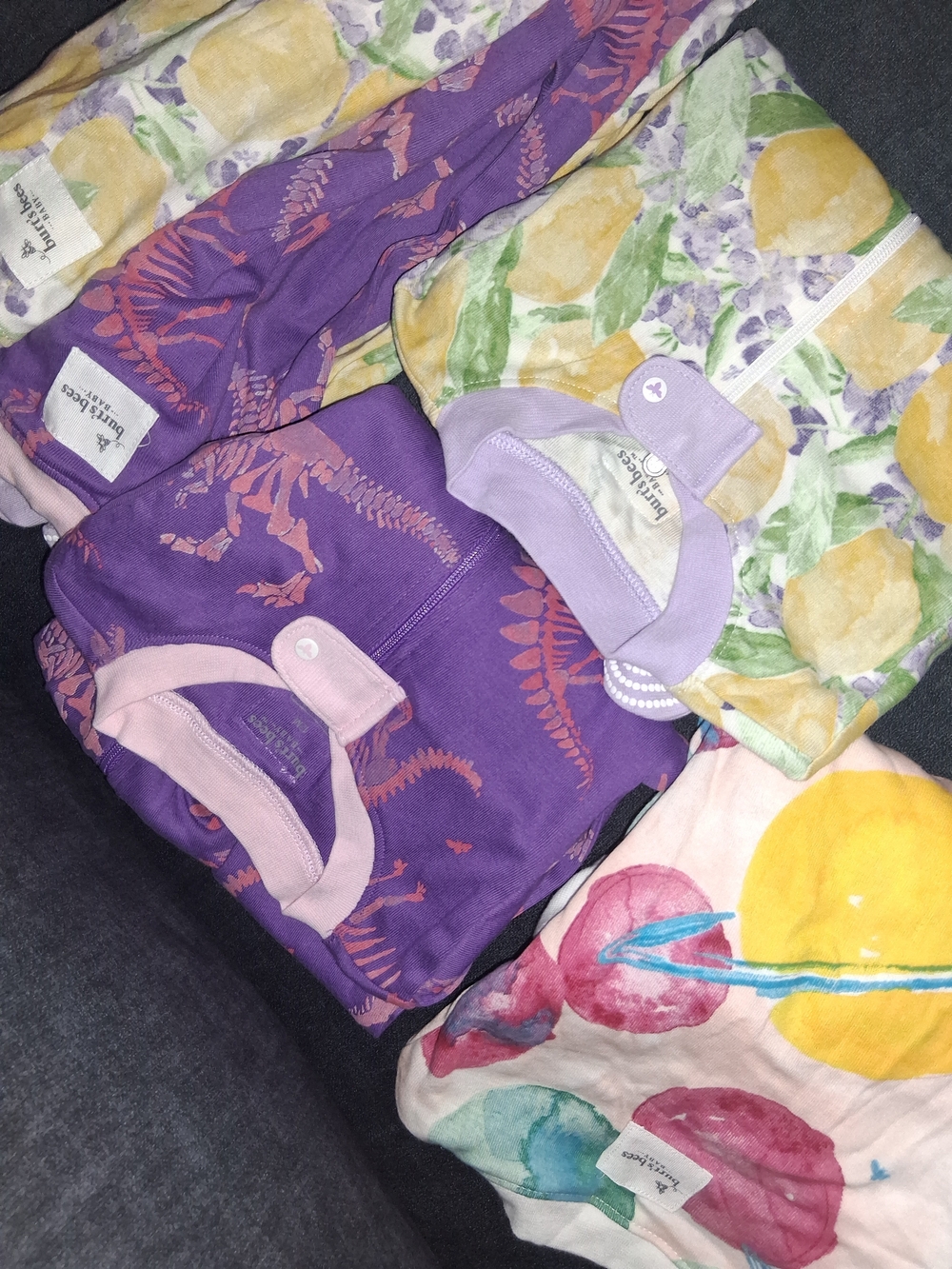 Burt's Bees Baby Purple and Multi-Color Kids Pajama 5 Set - Soft Organic Cotton